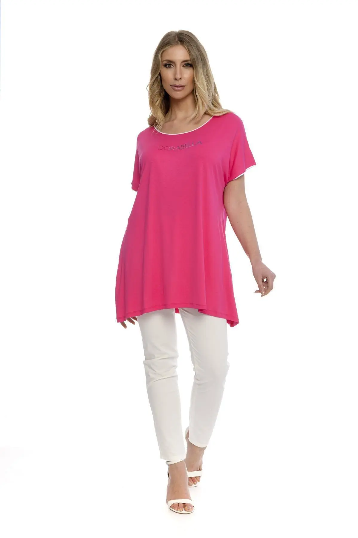 Maglia taglio ad A e strass FUXIA - Image 4