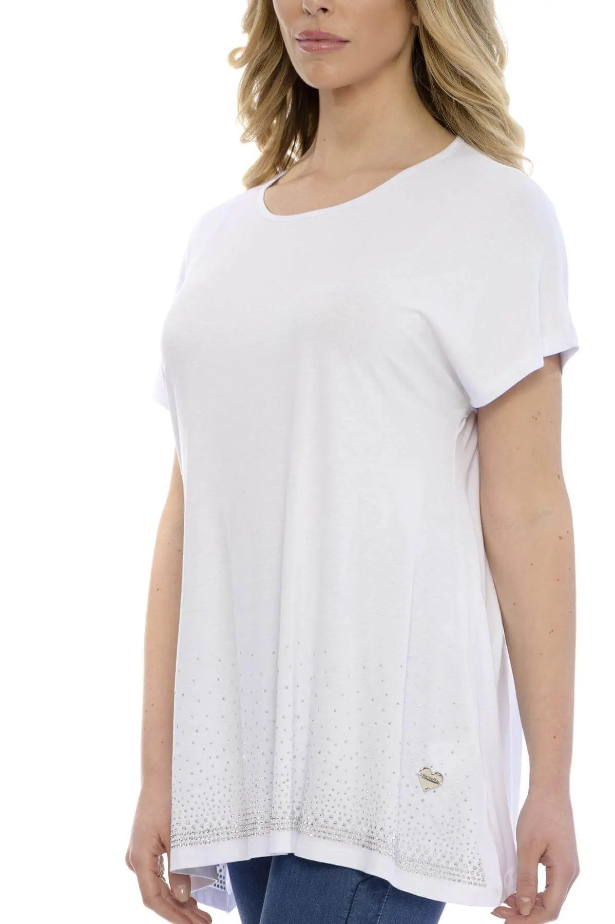 Maglia taglio ad A con strass BIANCO - Image 3