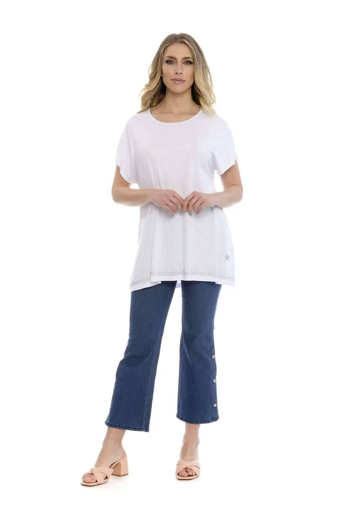 Maglia taglio ad A con strass BIANCO - Image 4