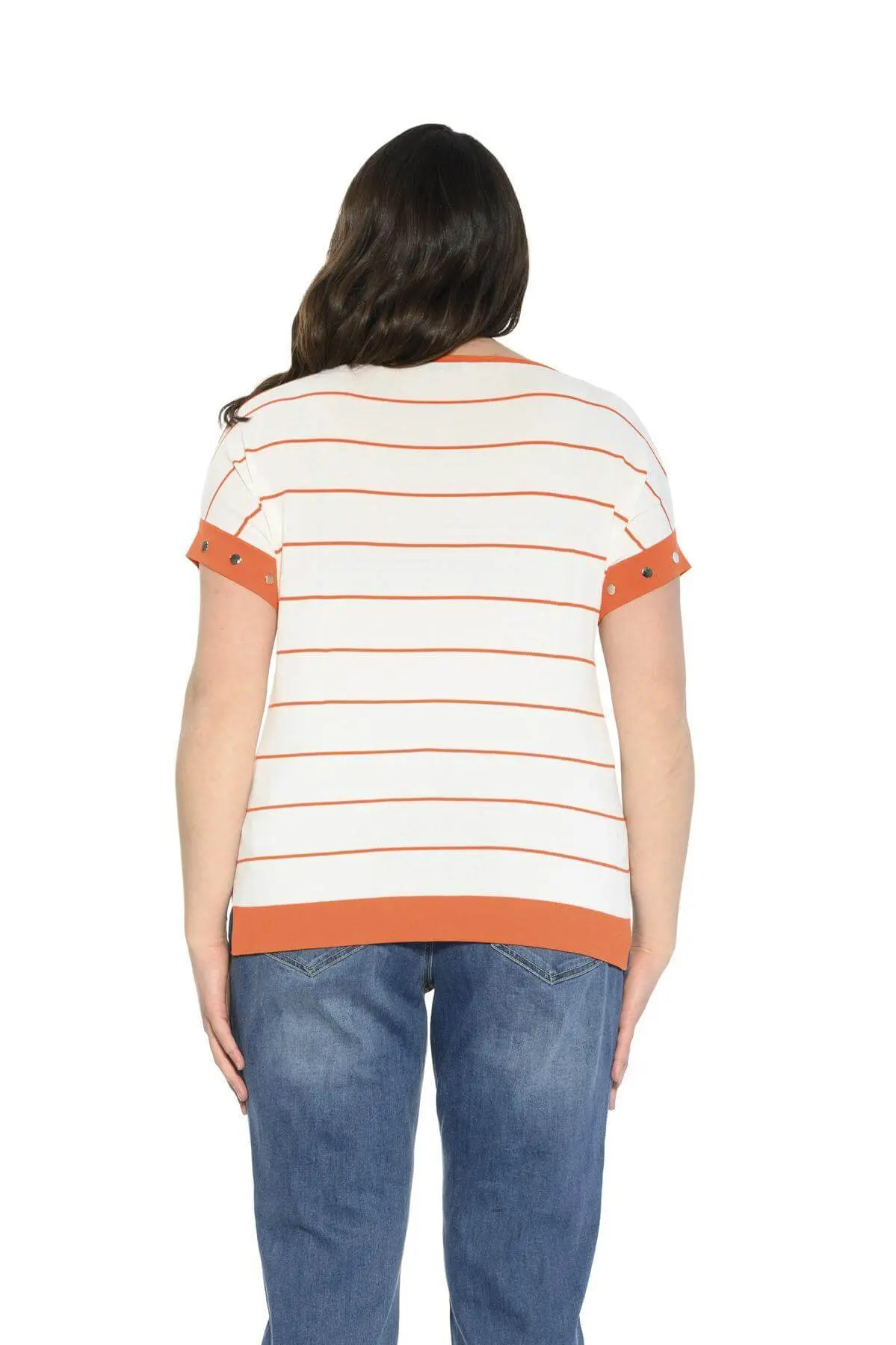Maglia fantasia a righe ARANCIO-BIANCO - Image 2