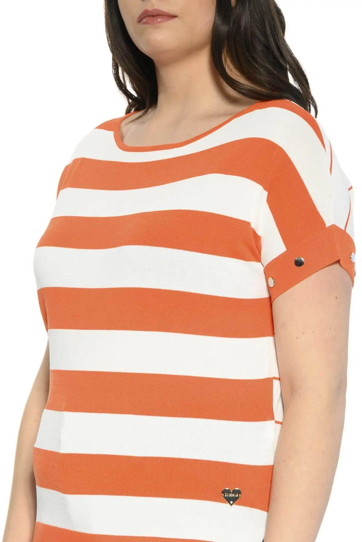 Maglia fantasia a righe ARANCIO-BIANCO - Image 3