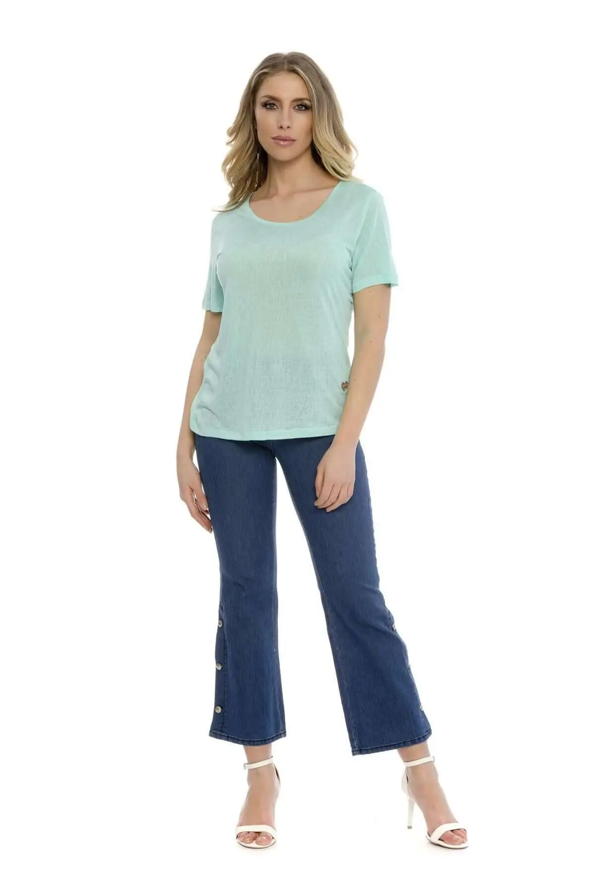 T-shirt basic fiammata VERDE ACQUA - Image 4