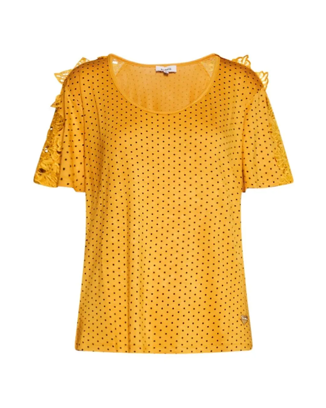 Maglia pois con macramé GIALLO