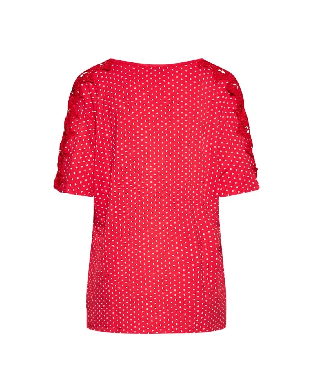 Maglia pois con macramé ROSSO - Image 2