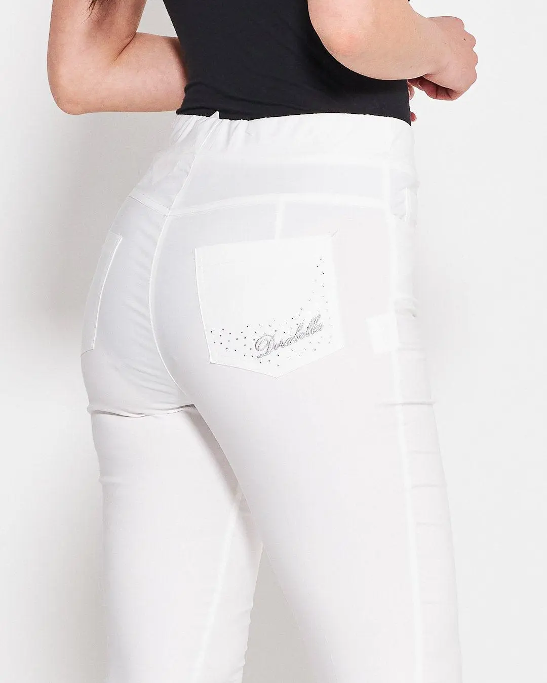 Pantalone pinochhietto con ricamo BIANCO - Image 4