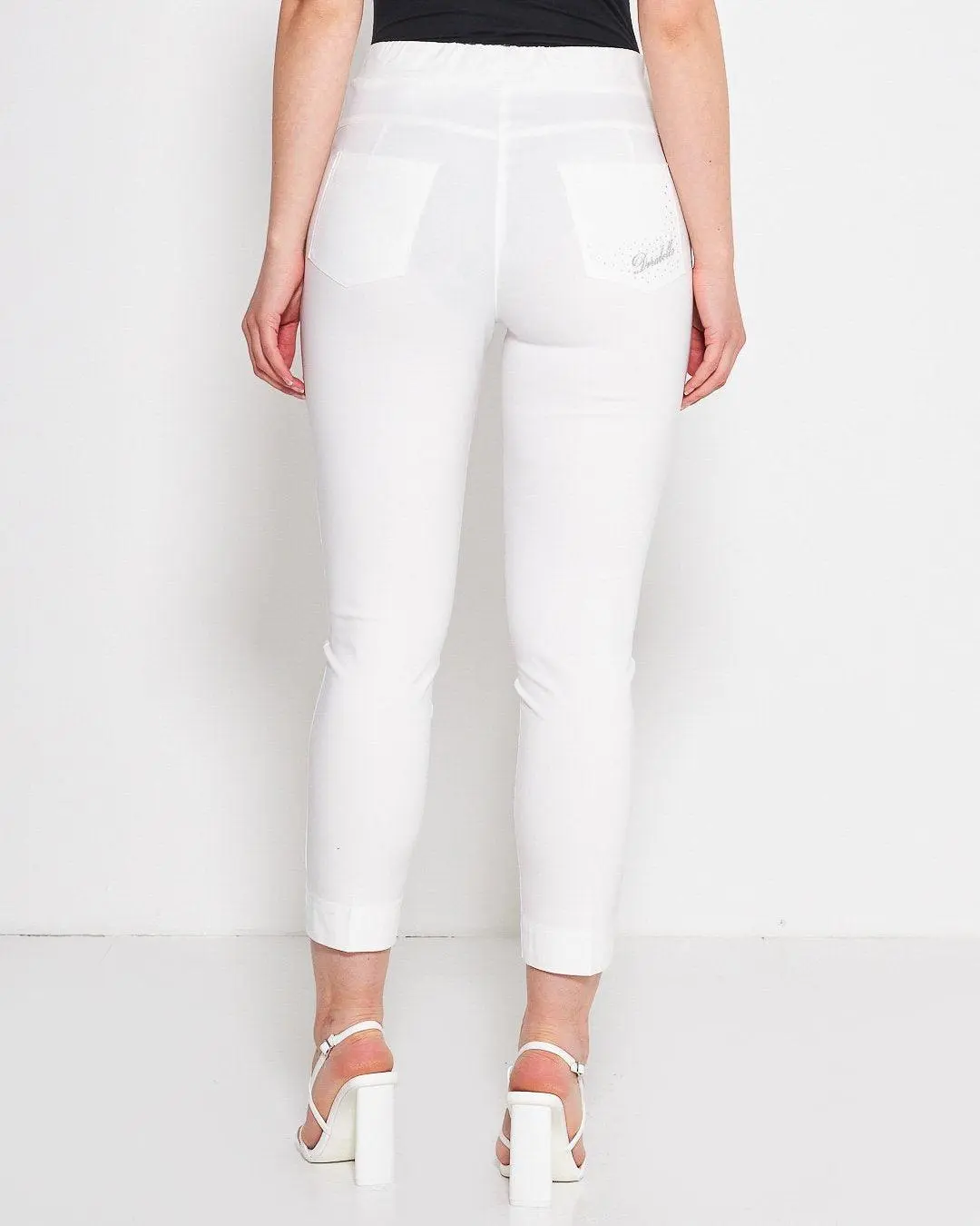 Pantalone pinochhietto con ricamo BIANCO - Image 5
