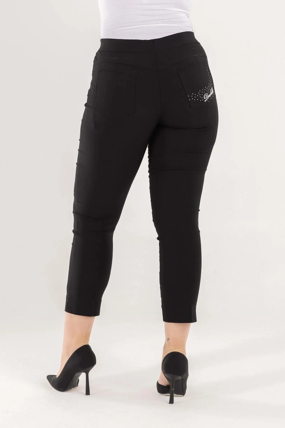 Pantalone pinocchietto con ricamo NERO - Image 5