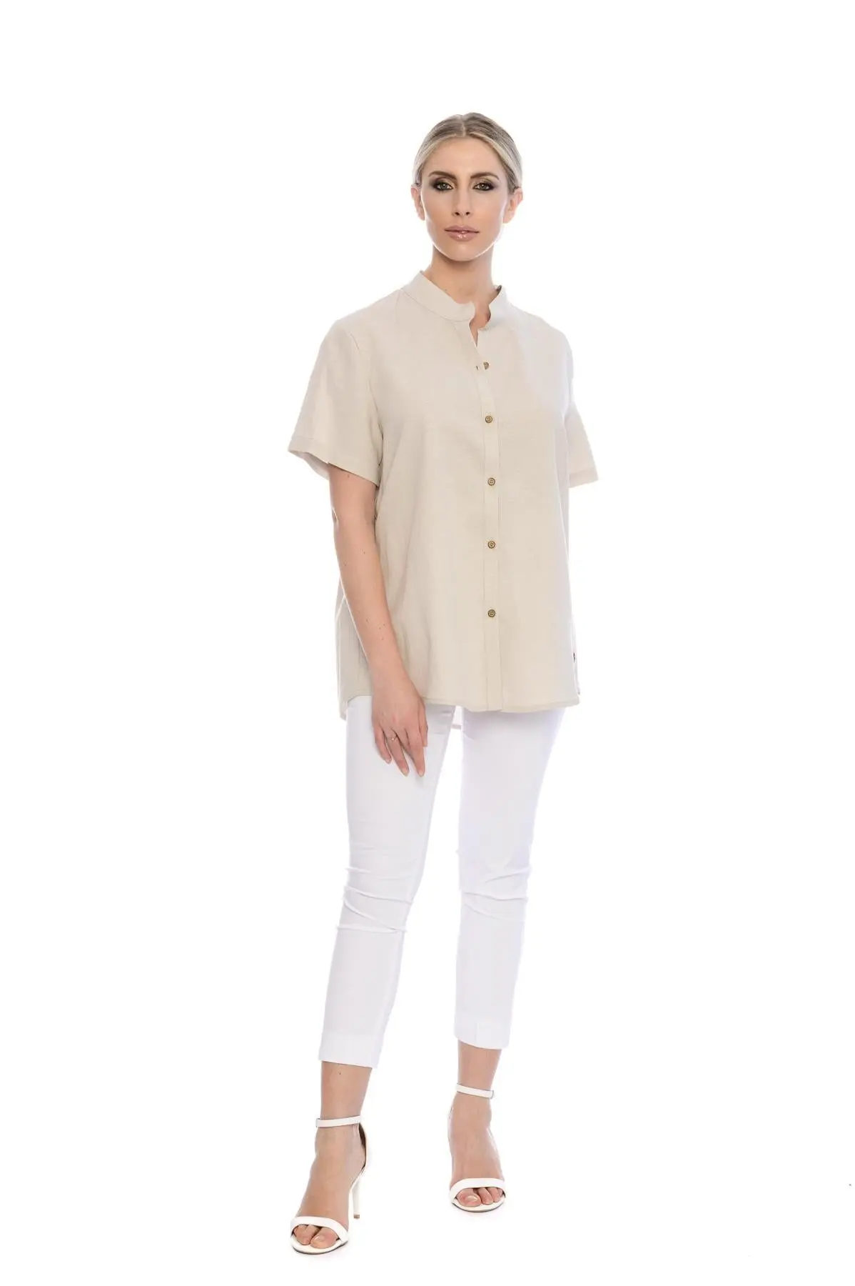Camicia collo coreana NATURALE - Image 4