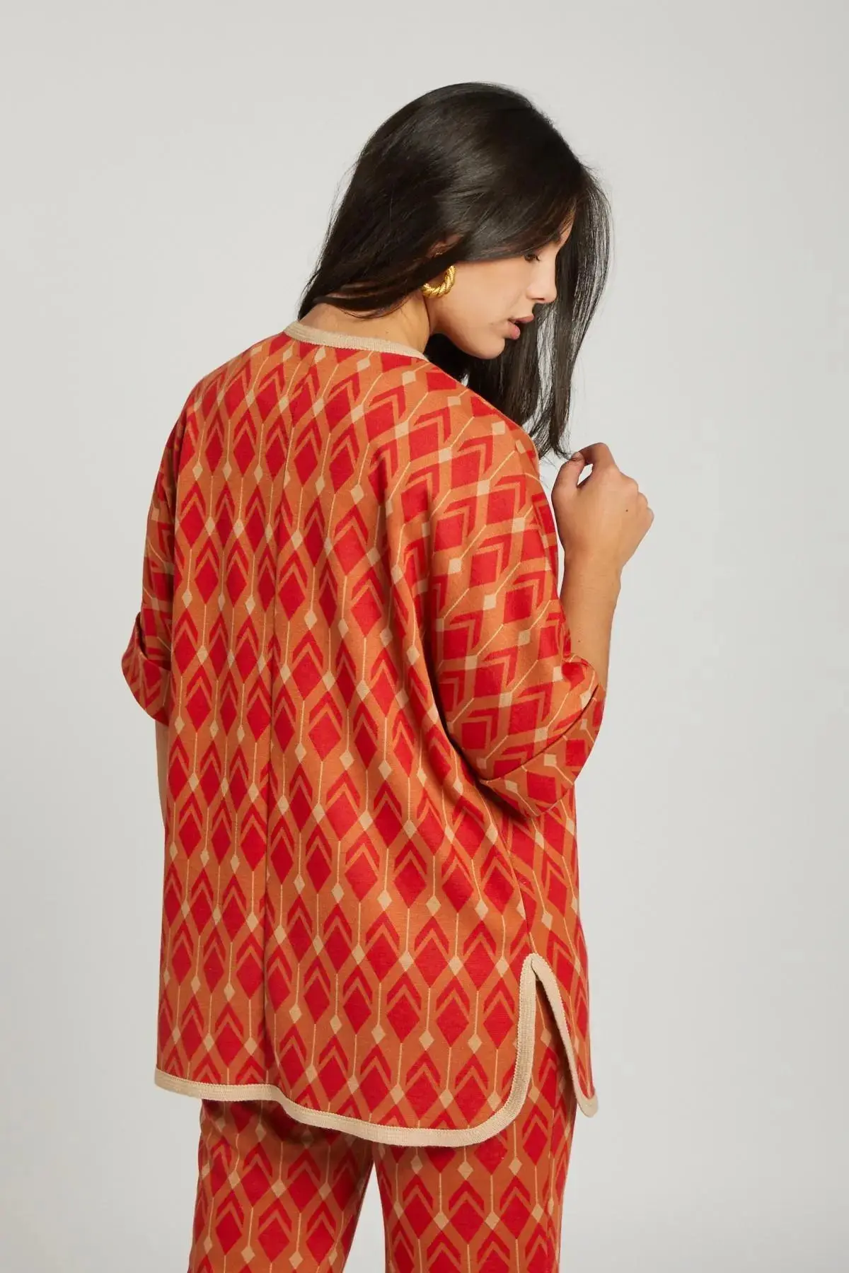 Gilet fantasia geometrica ARANCIO - Image 2