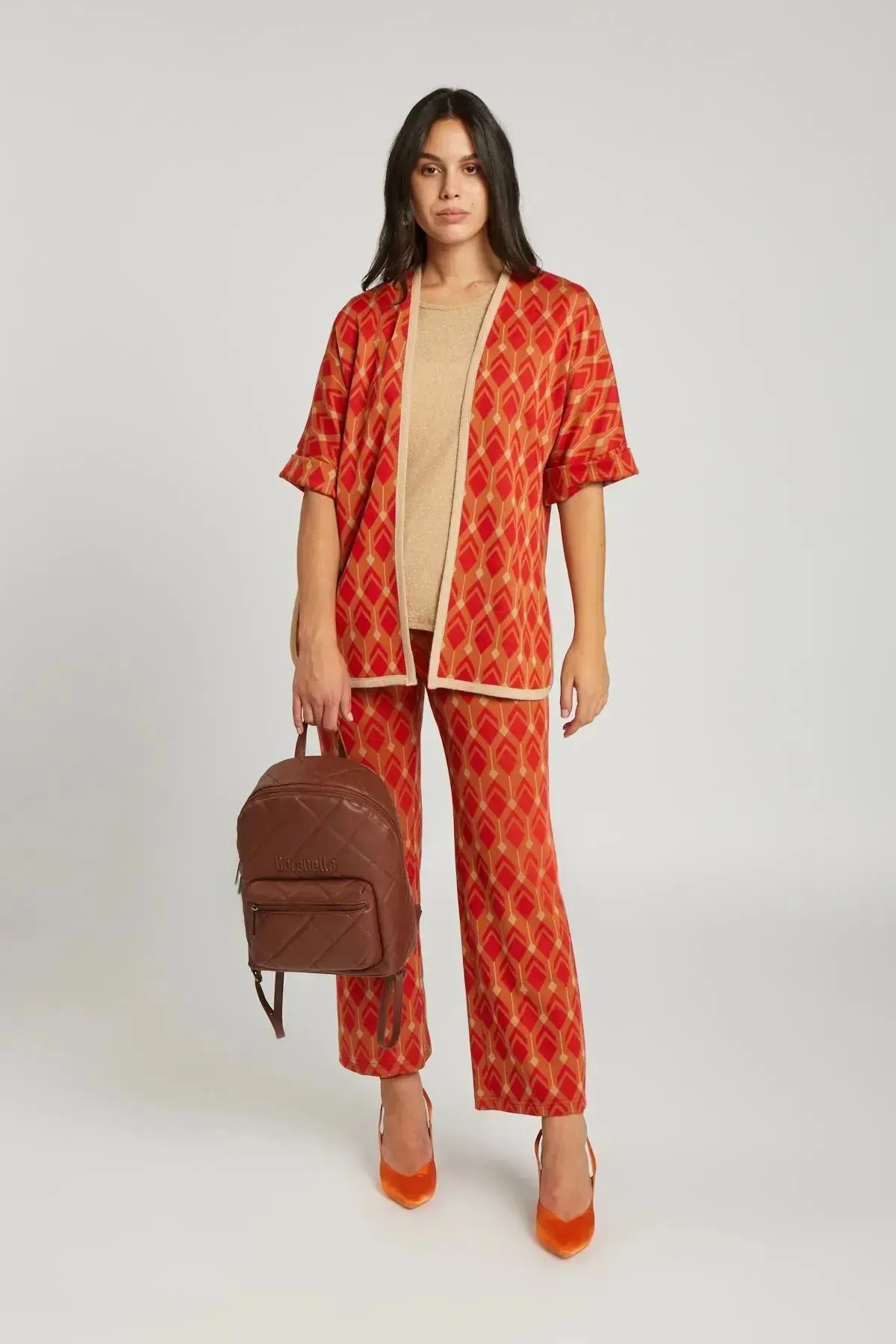 Gilet fantasia geometrica ARANCIO - Image 3