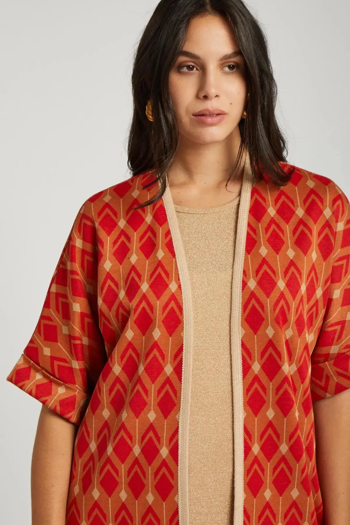 Gilet fantasia geometrica ARANCIO - Image 5