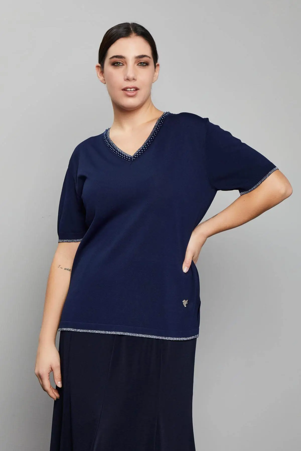 Maglia scollo a V BLUE NAVY