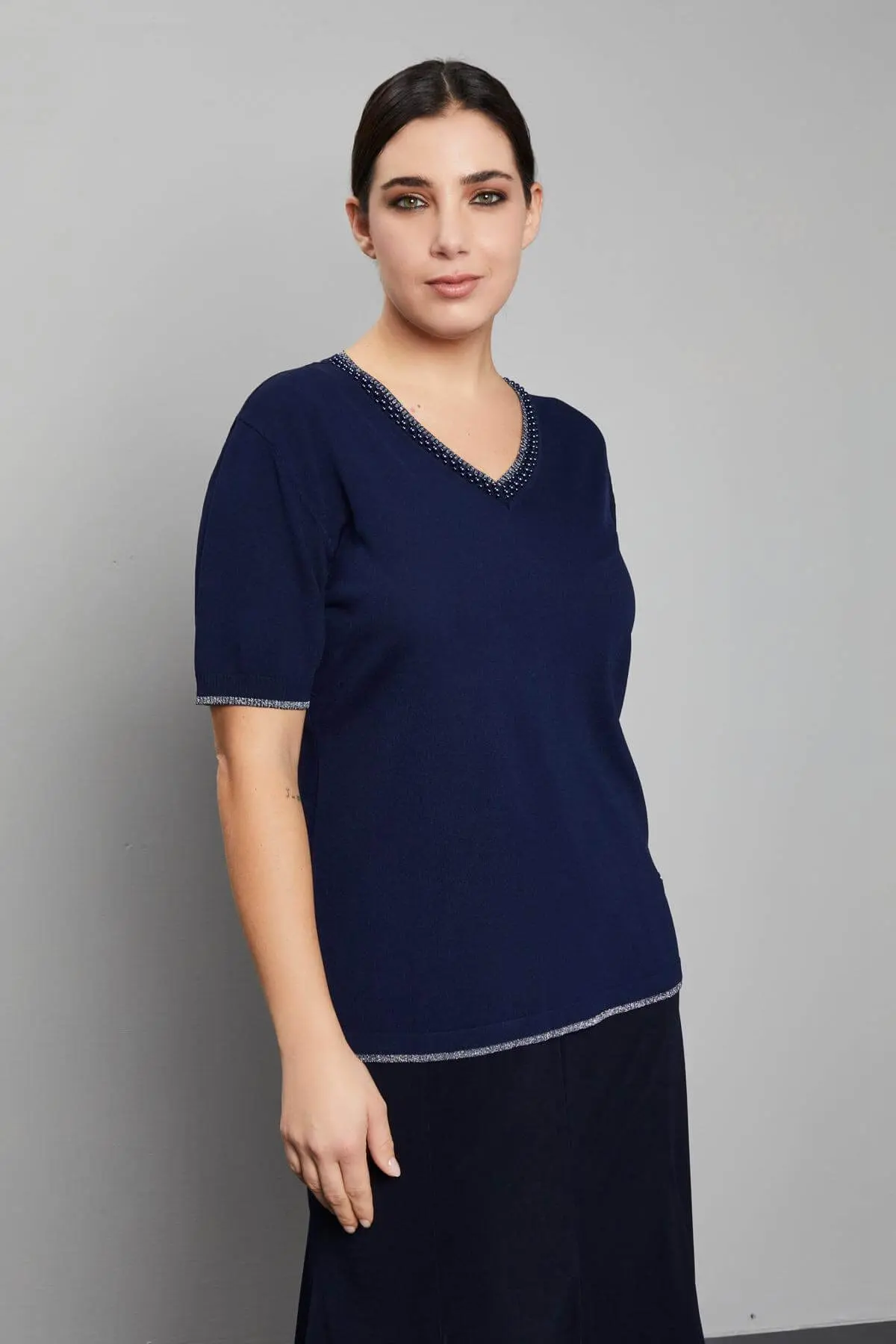 Maglia scollo a V BLUE NAVY - Image 3
