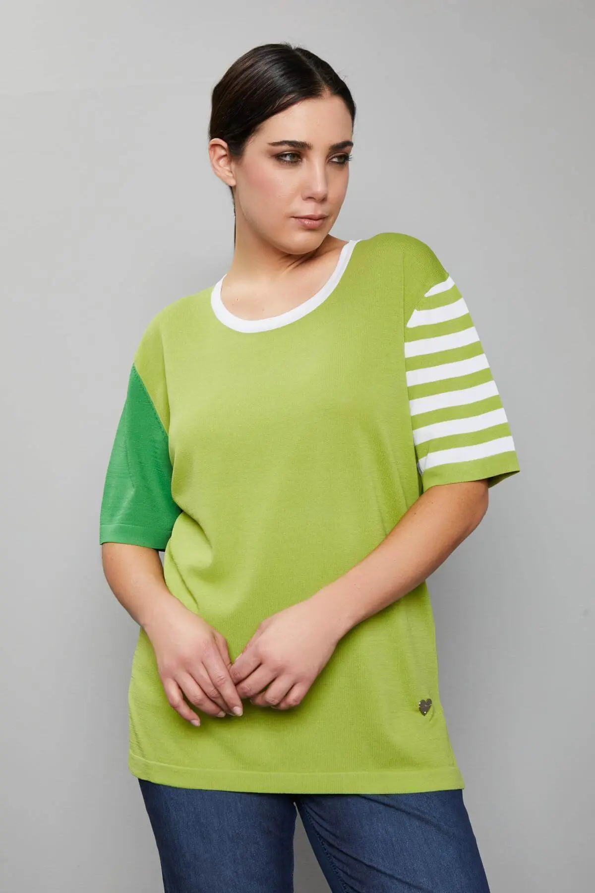 Maglia con manica righe PISTACCHIO - Image 3