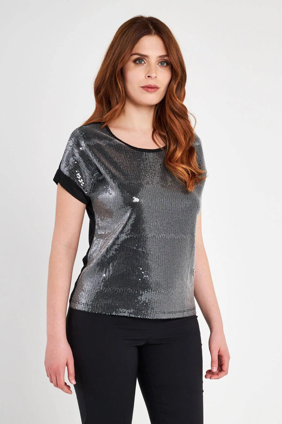 MAGLIA KIMONO PAILLETTES BLACK