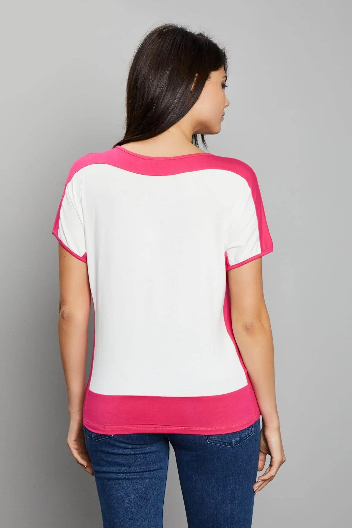 MAGLIA KIMONO BICOLORE GERANIO - Image 4