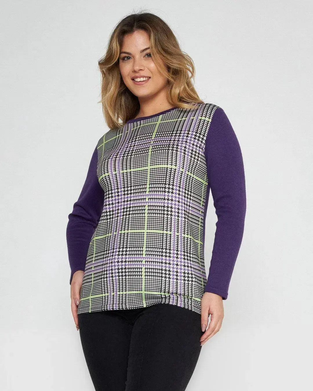 Maglia in fantasia tartan VIOLA - Image 2