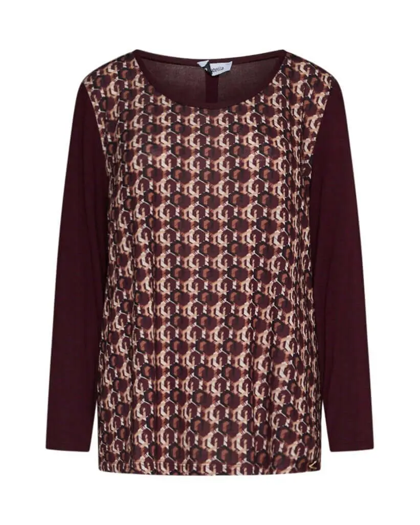 Maglia in fantasia geometrica BORDEAUX - Image 2