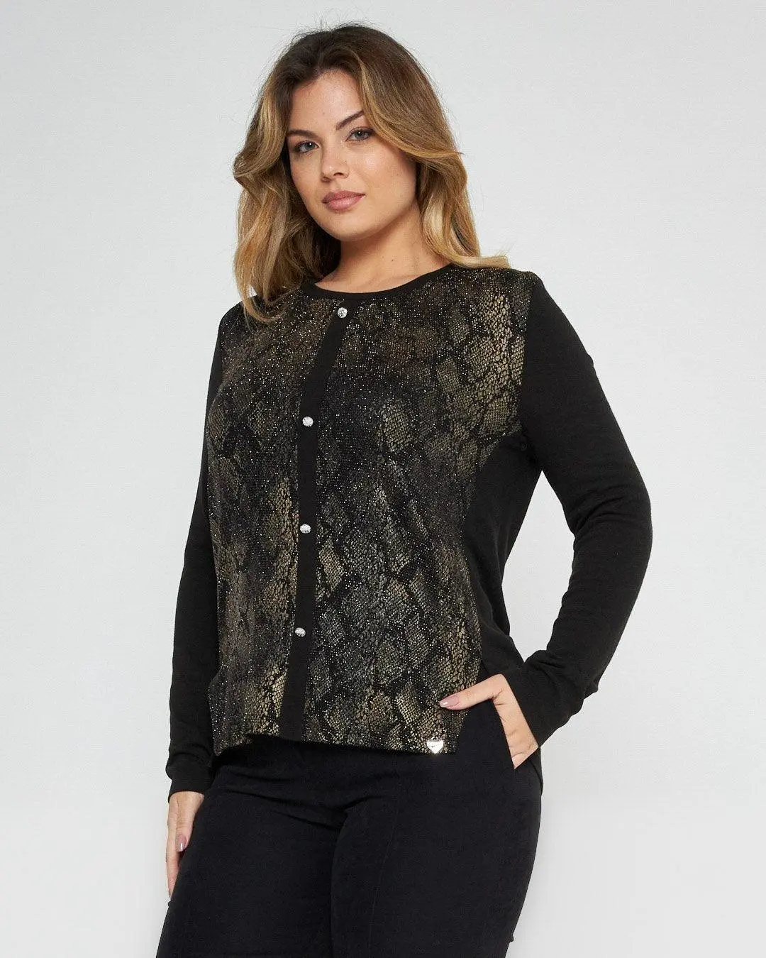 Maglia in fantasia pitonata lurex NERO - Image 2