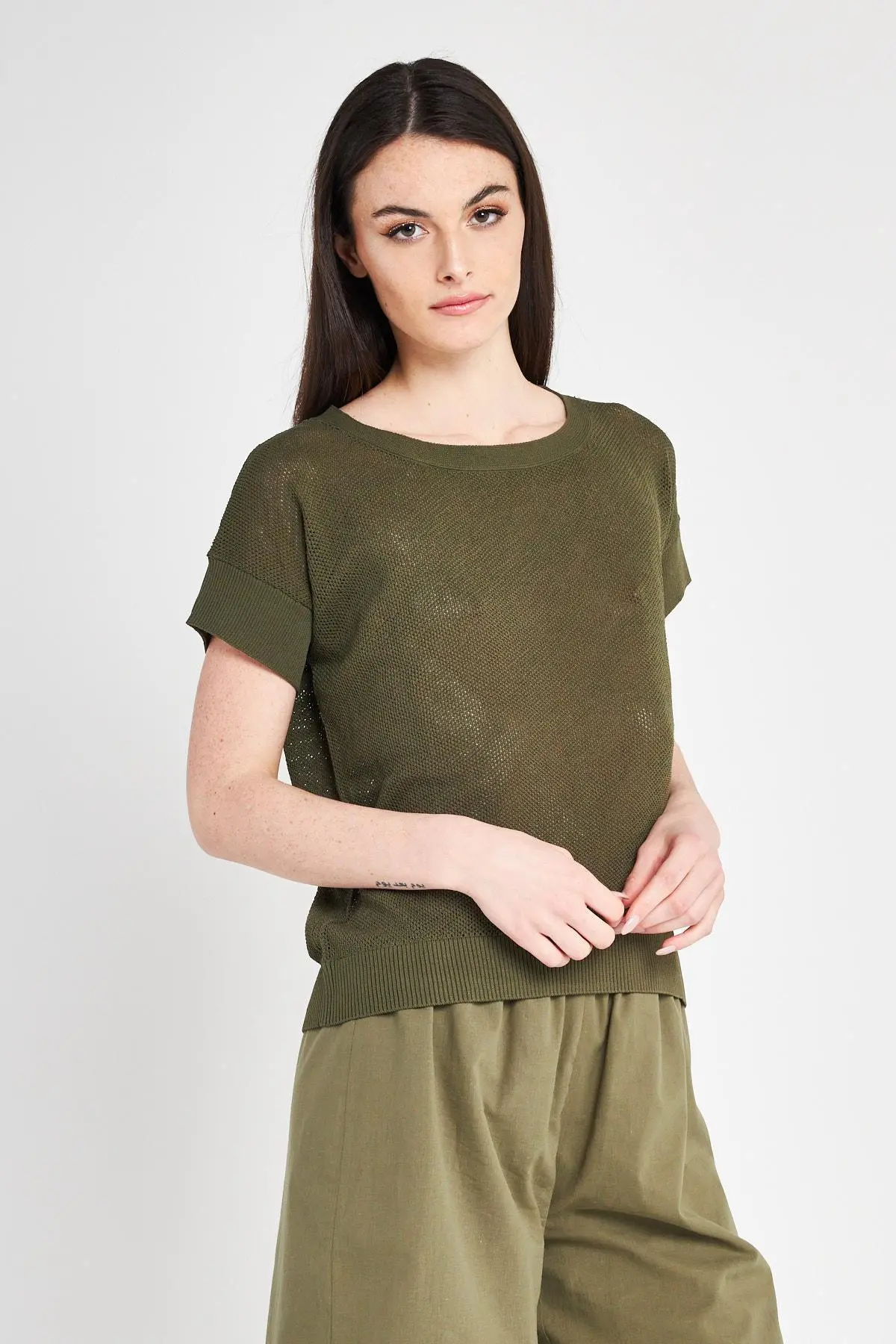 Maglia con trasparenza MILITARE