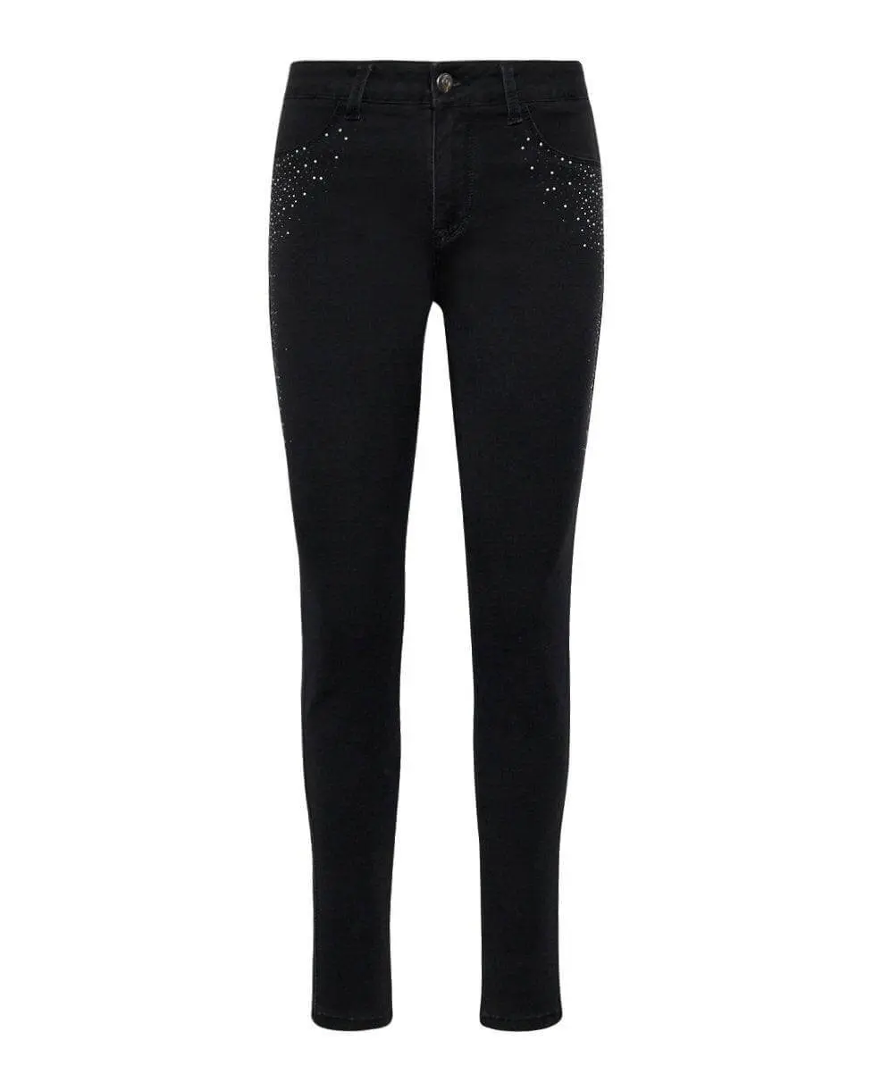Pantalone con strass NERO