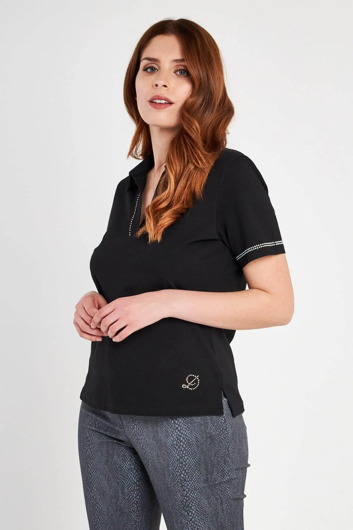 Polo con strass BLACK