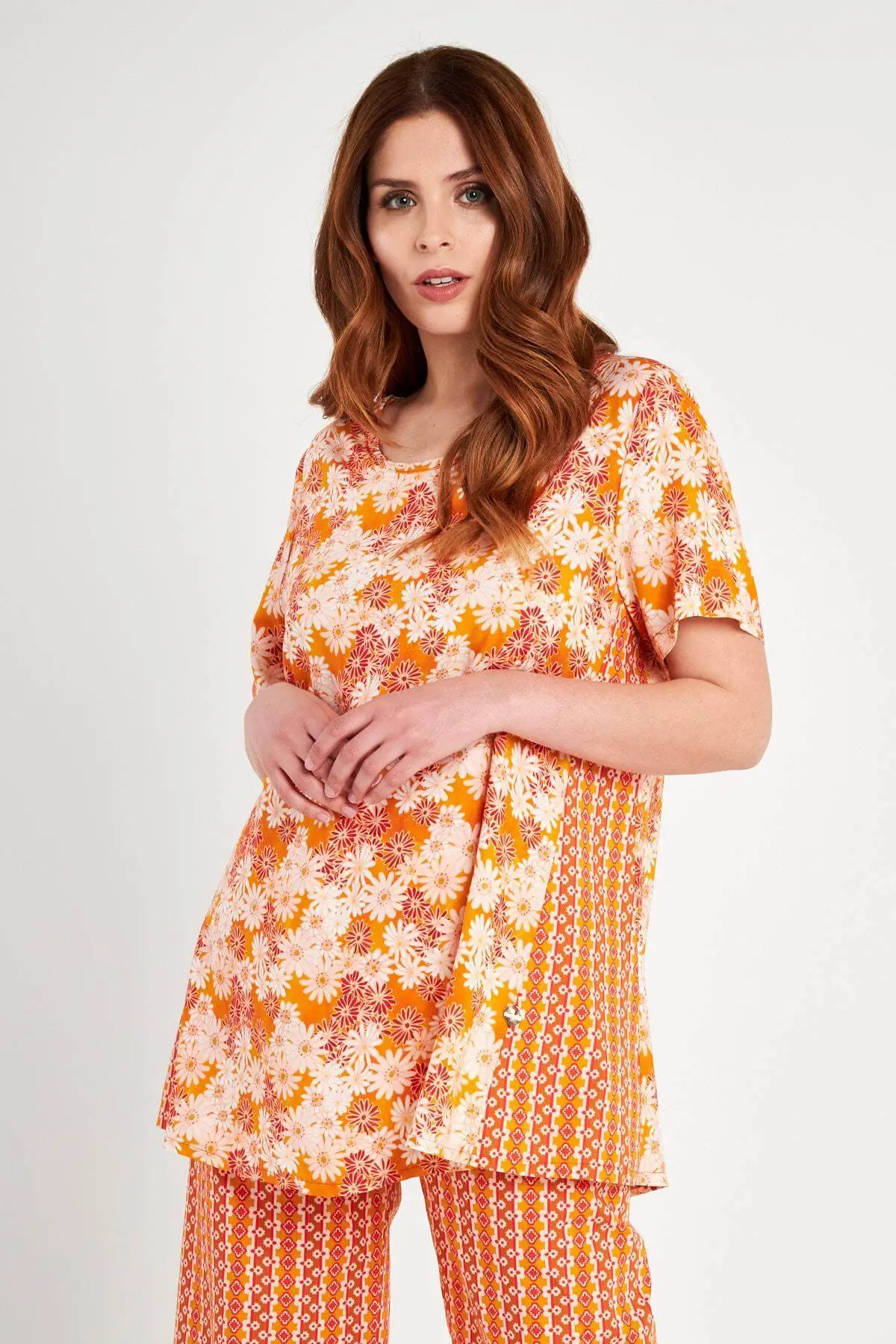 Maglia floreale ARANCIO