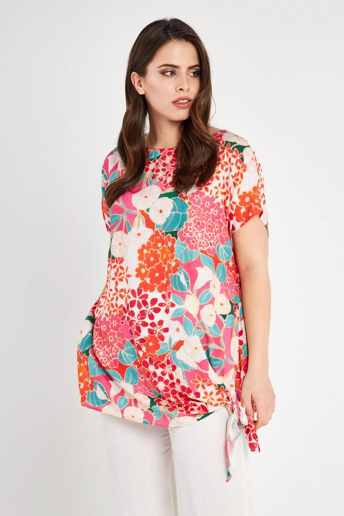 Maglia fantasia floreale FUXIA