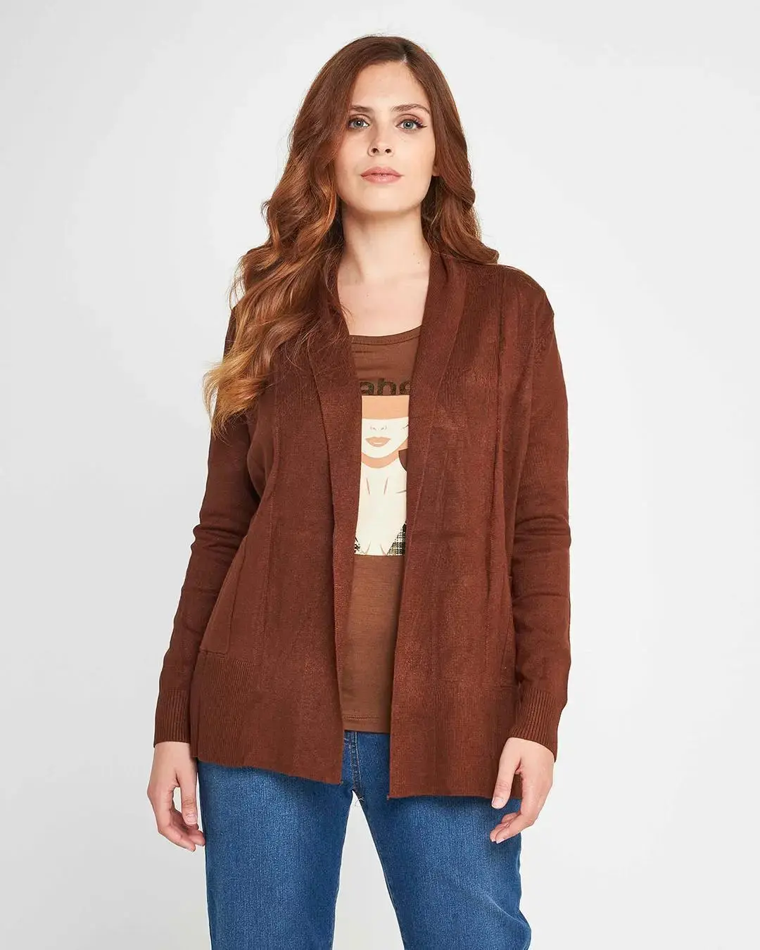 Cardigan tinta unita Marrone - Image 2