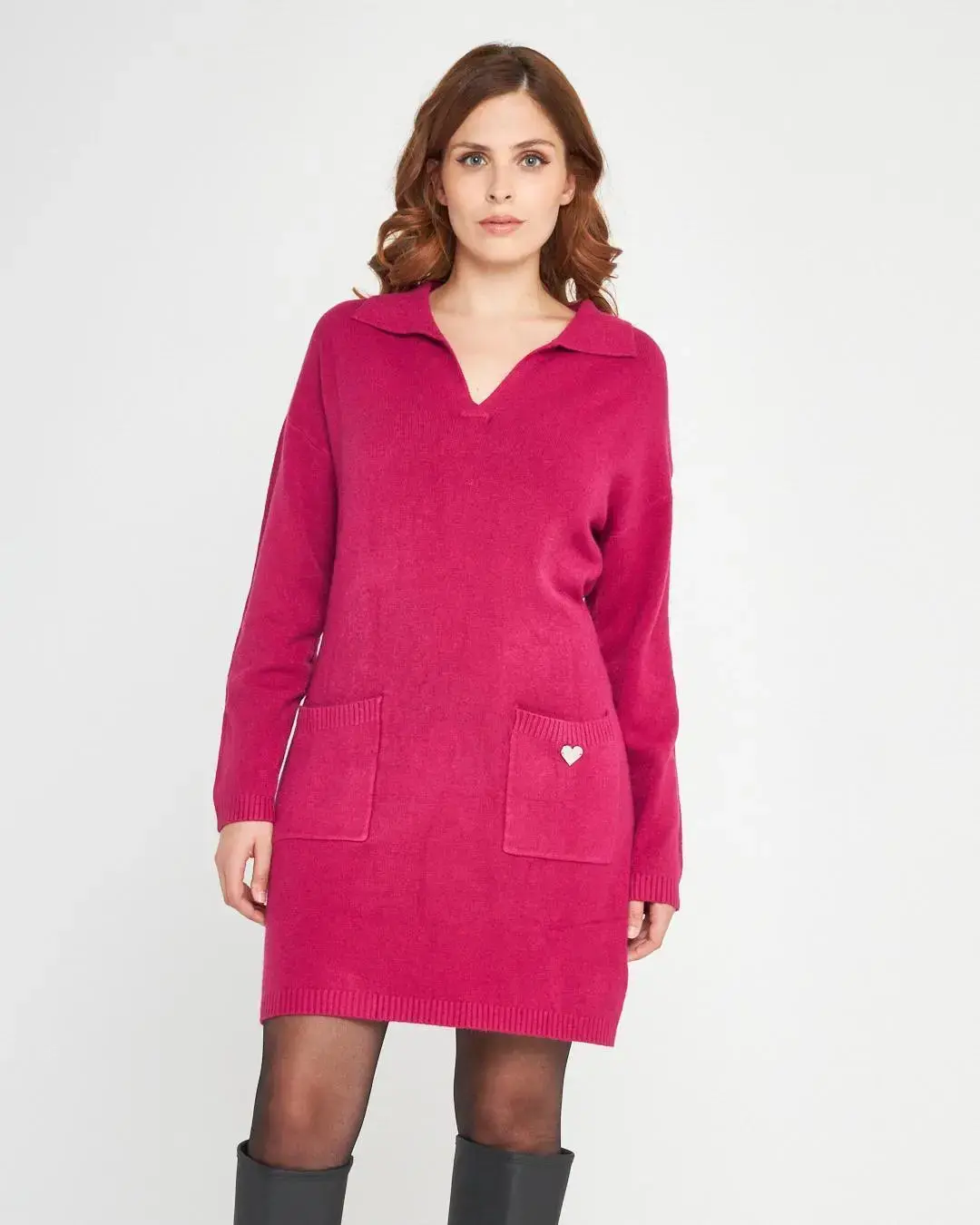 Abito scollo a V MAGENTA - Image 4