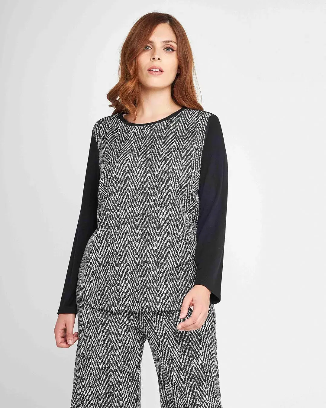 Maglia viscosa spigata NERO-BIANCO - Image 2