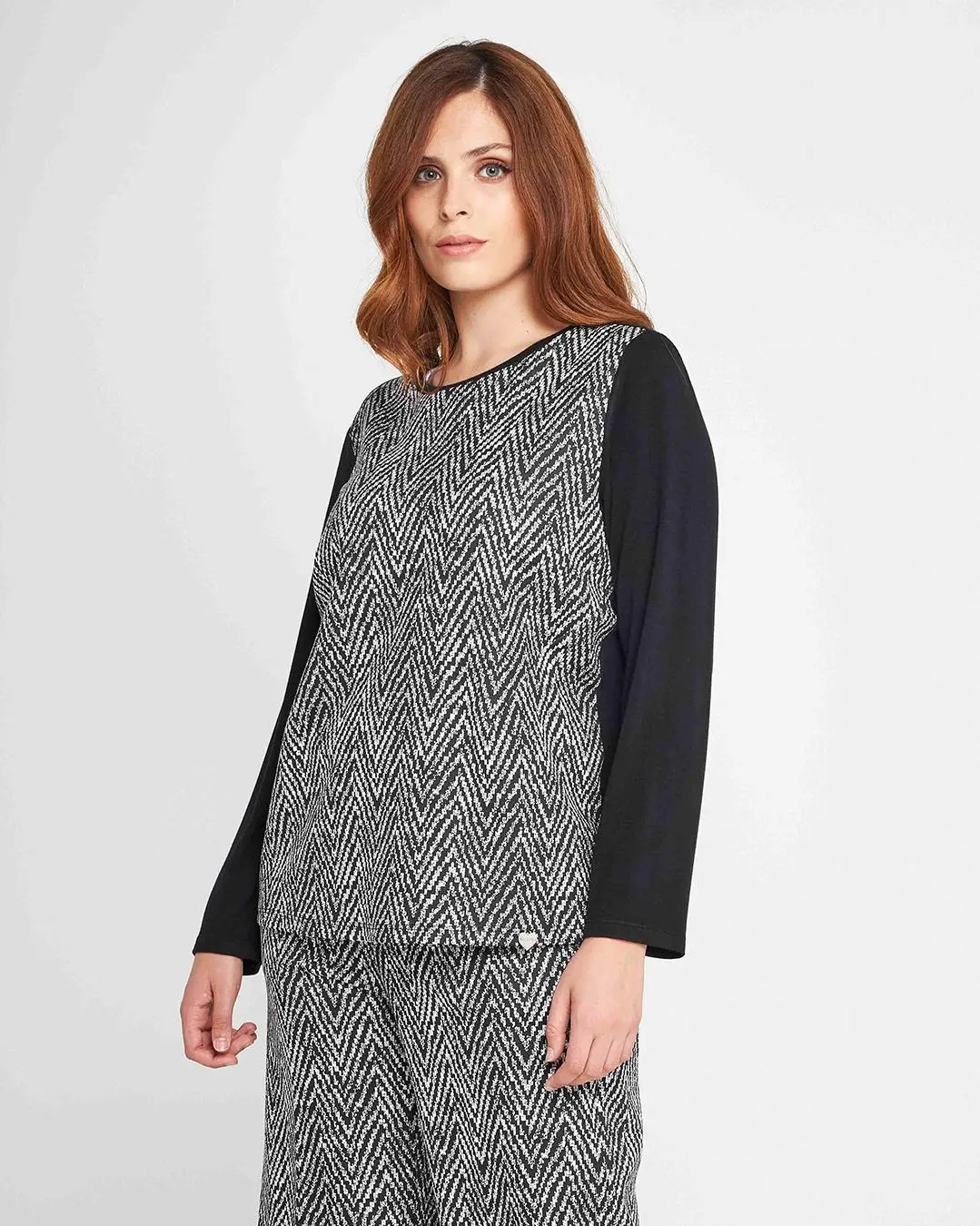 Maglia viscosa spigata NERO-BIANCO - Image 3