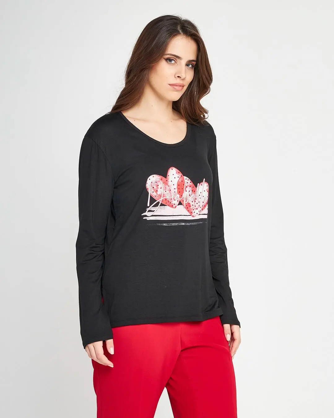 Maglia stampa cuori Nero - Image 3