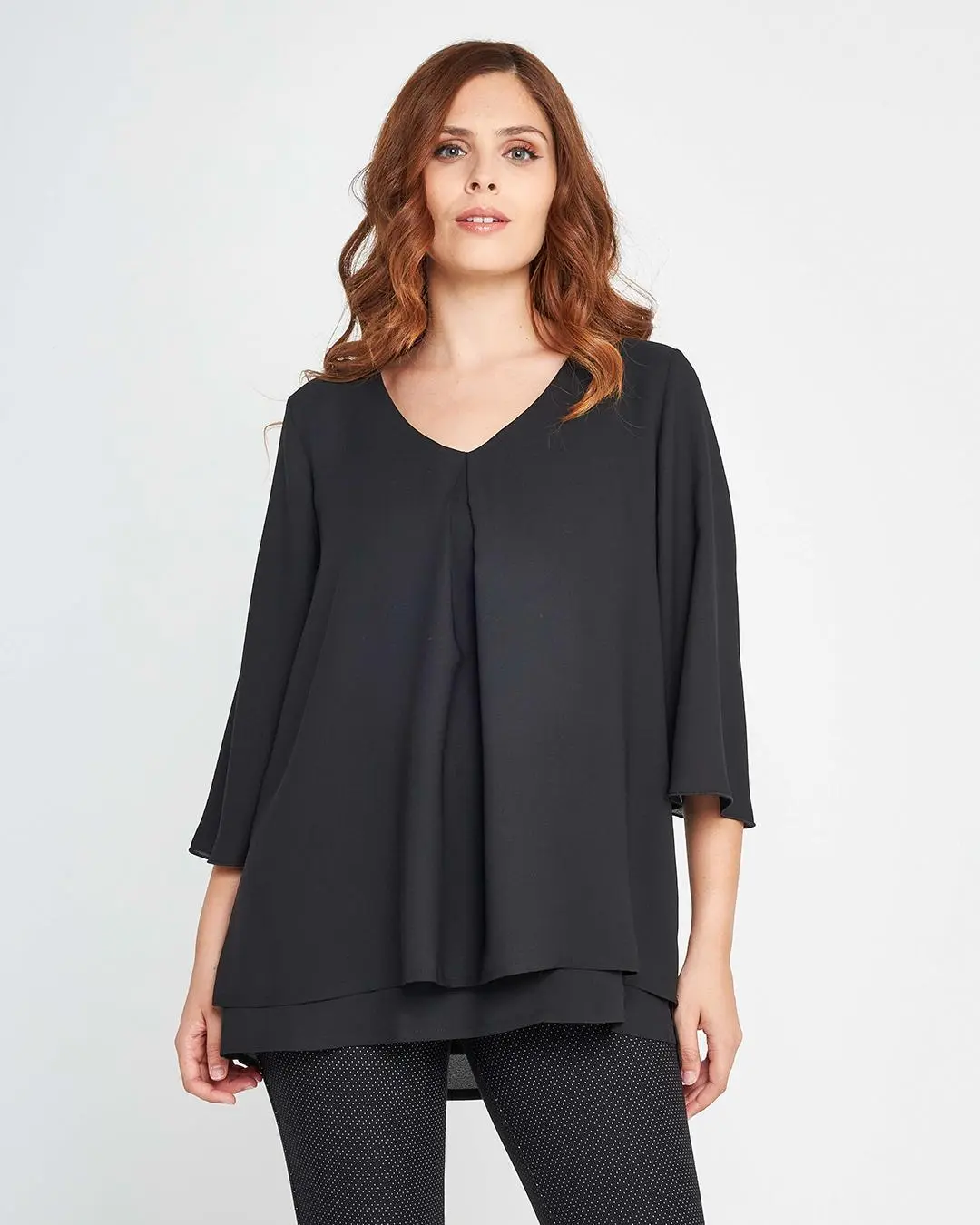 Blusa con pinces aperta Nero