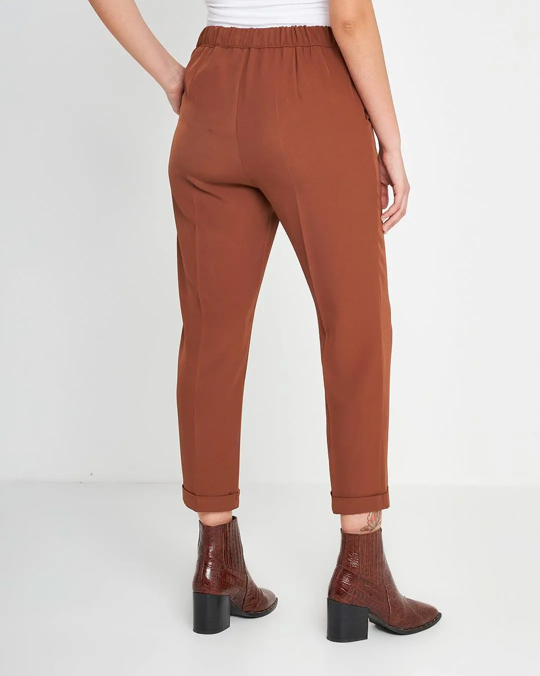 Pantalone bottone gioello Marrone - Image 4