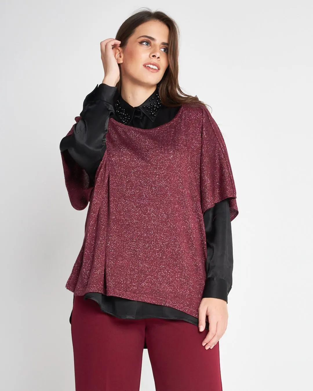 Maglia poncho BORDEAUX - Image 3