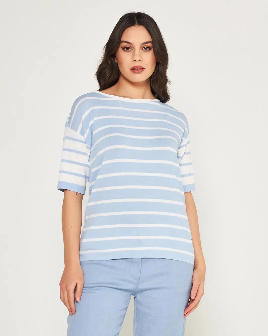 Maglia a righe Celeste - Image 2