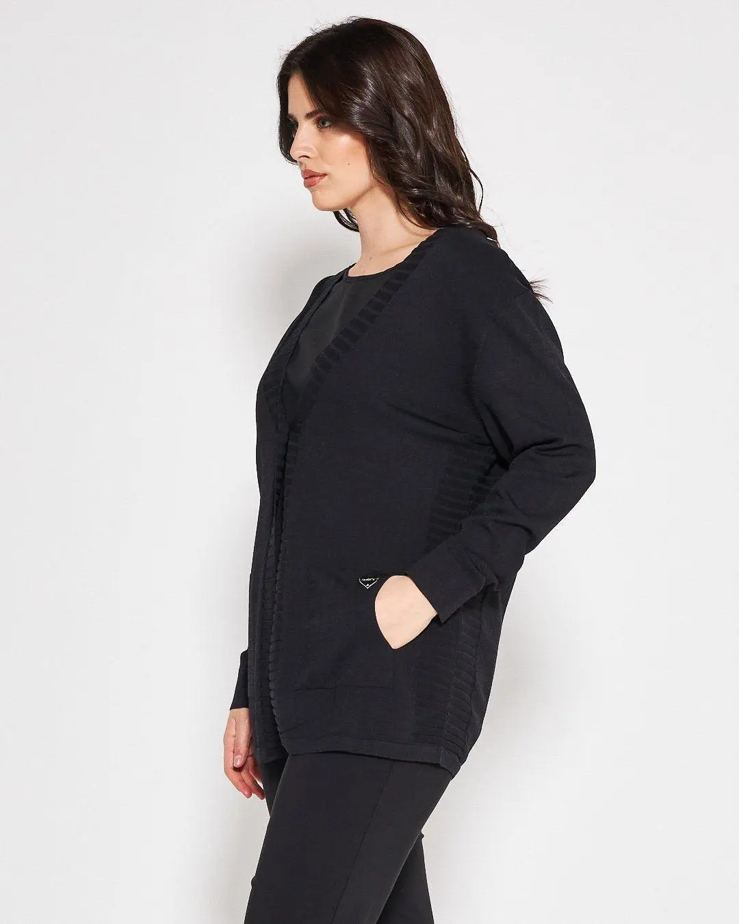 Cardigan scollo  a V NERO - Image 3