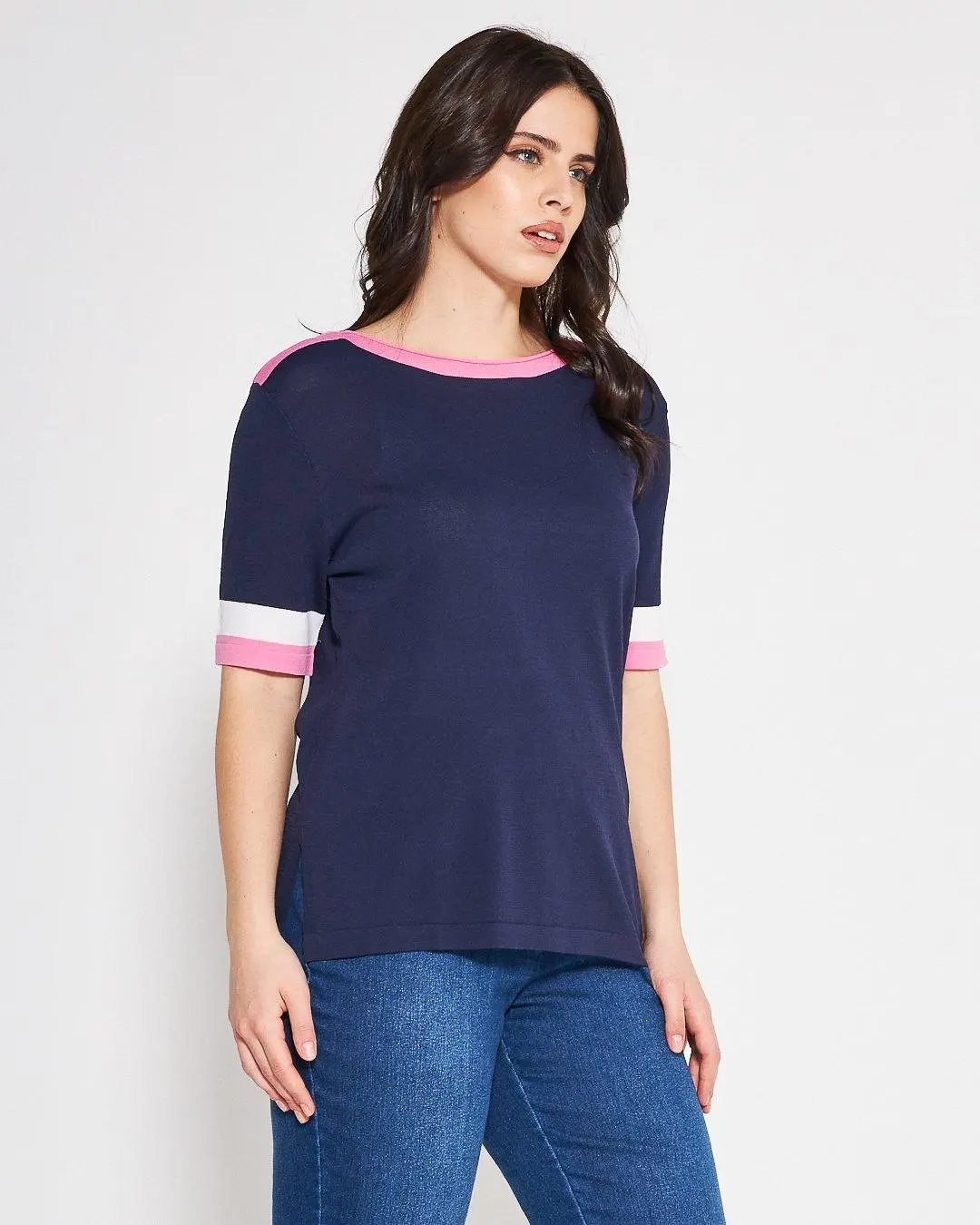 Maglia profili a contrasto BLUE NAVY - Image 2