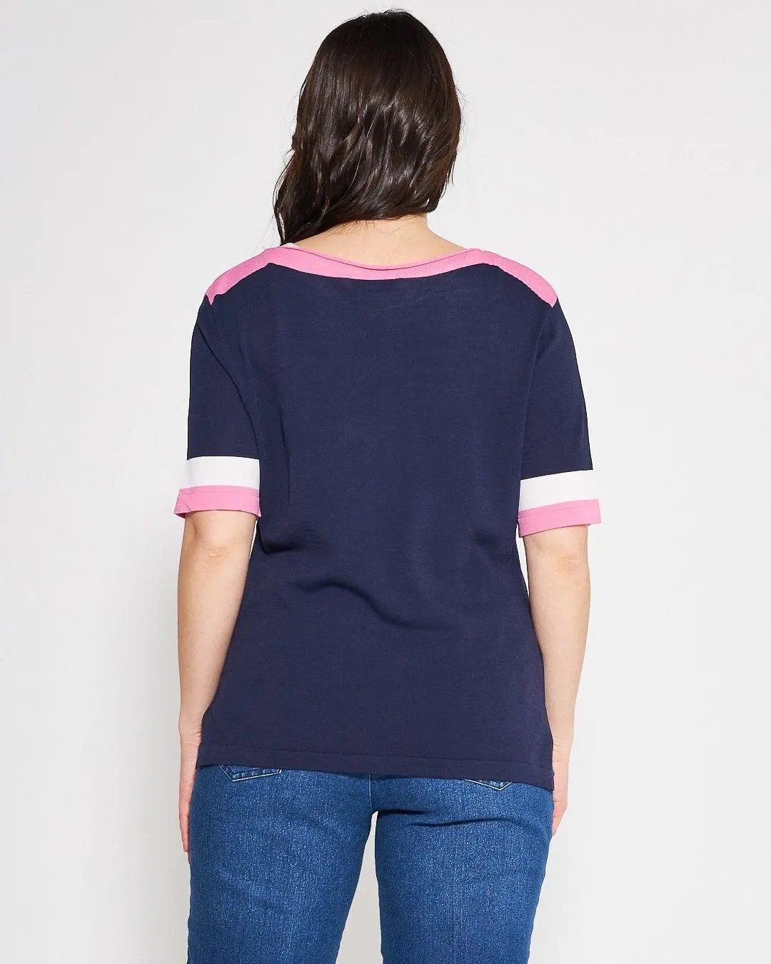 Maglia profili a contrasto BLUE NAVY - Image 3