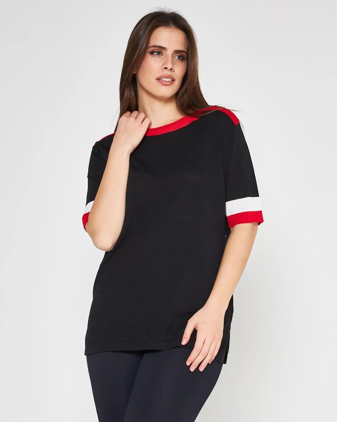 Maglia profili a contrasto NERO - Image 4