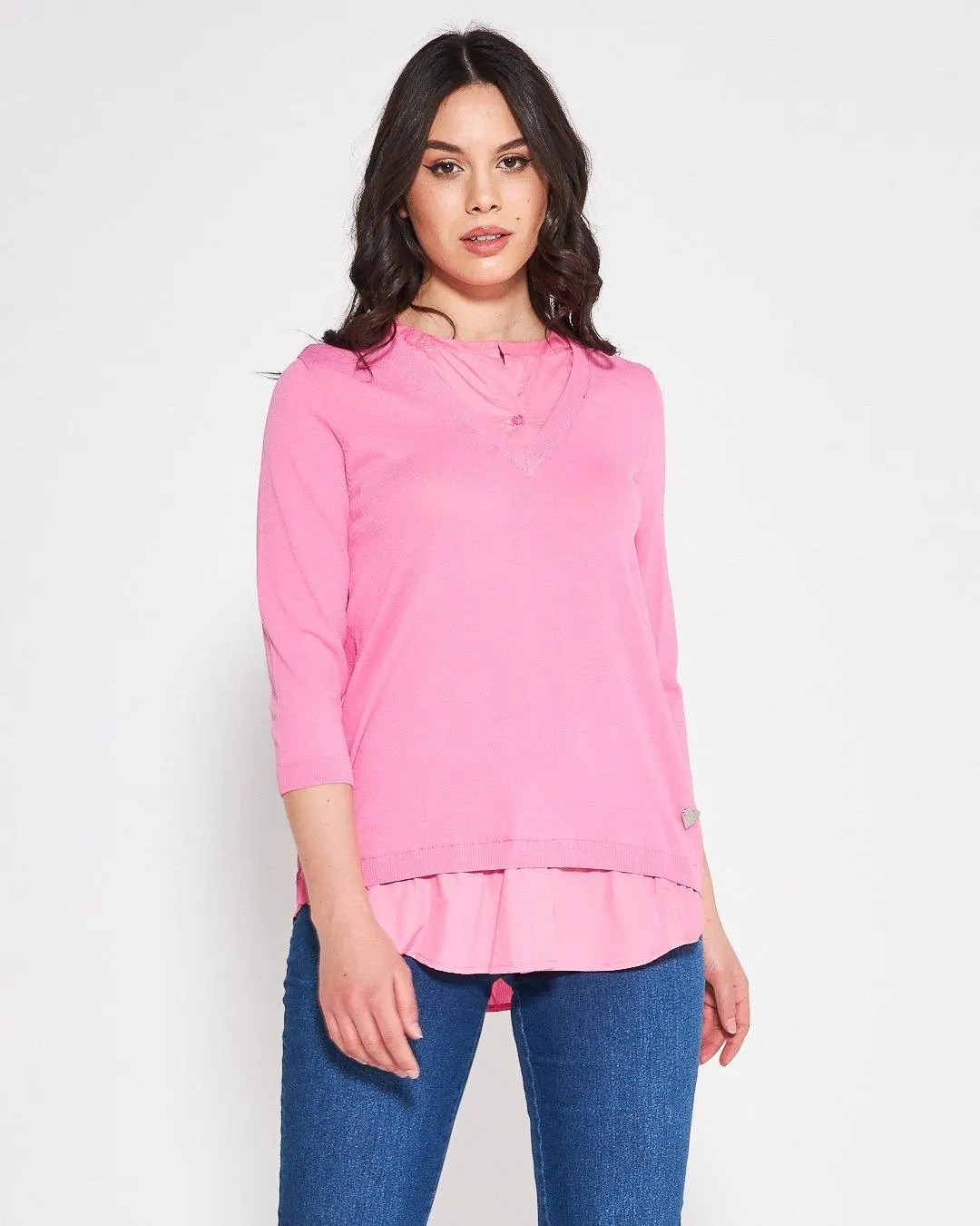 Maglia con camicia ROSA BUBBLE