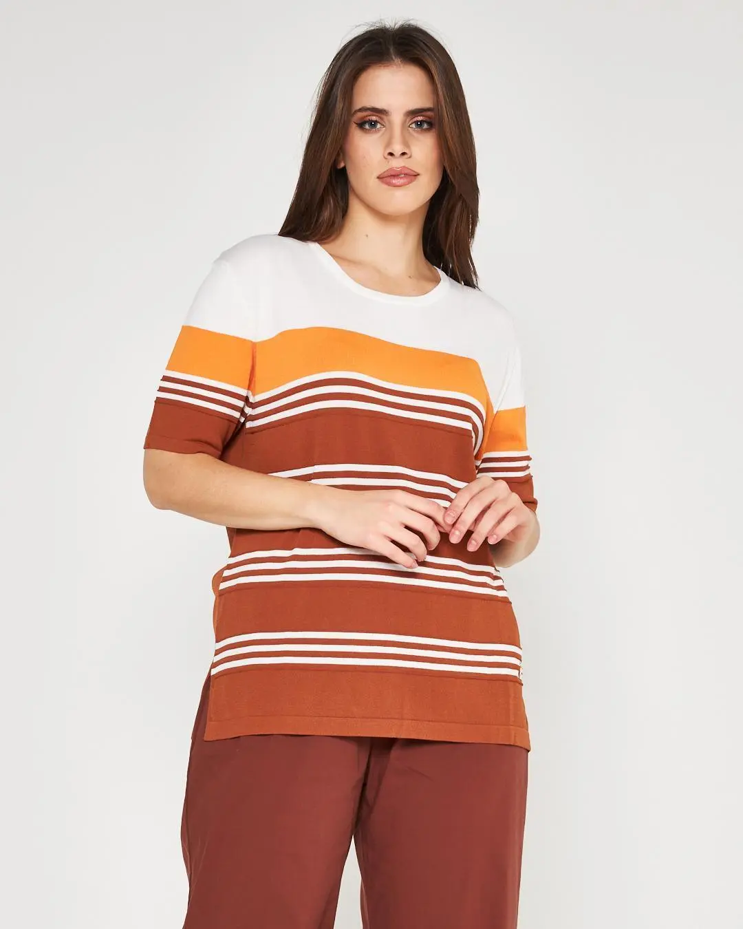 Maglia ottoman WHITE-BURNT CACAO - Image 3