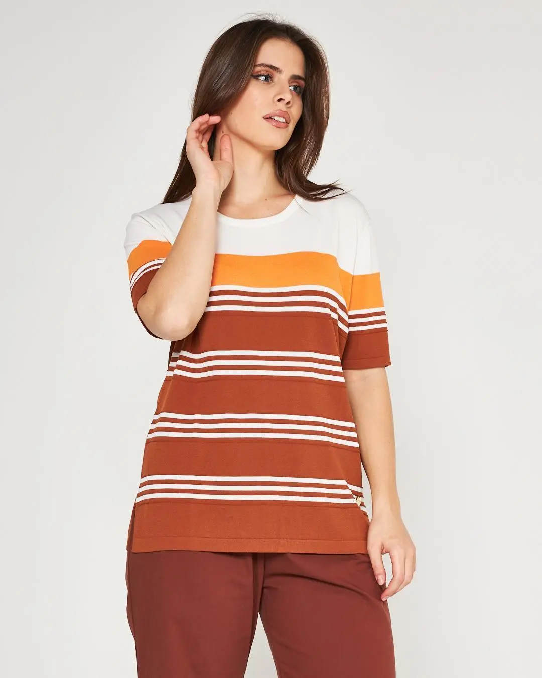 Maglia ottoman WHITE-BURNT CACAO - Image 4