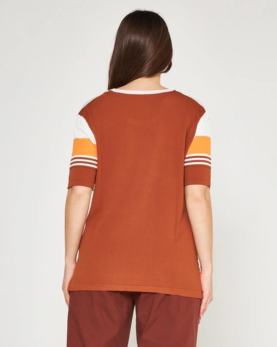 Maglia ottoman WHITE-BURNT CACAO - Image 5