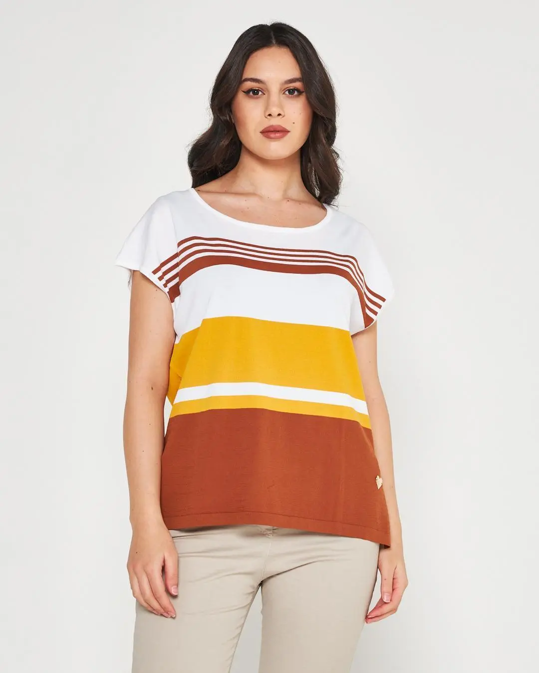 Maglia kimono WHITE-BURNT CACAO
