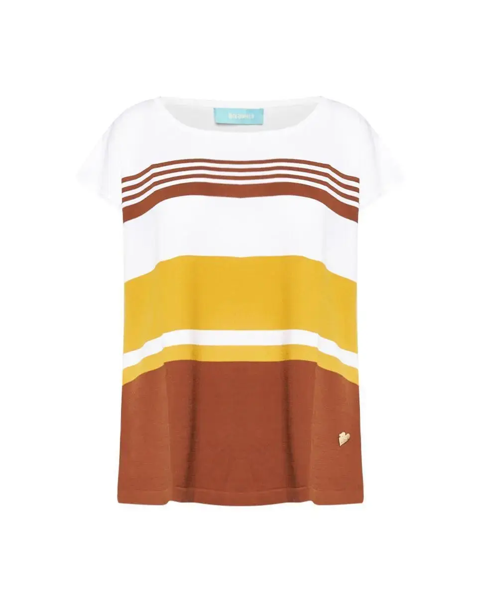 Maglia kimono WHITE-BURNT CACAO - Image 2