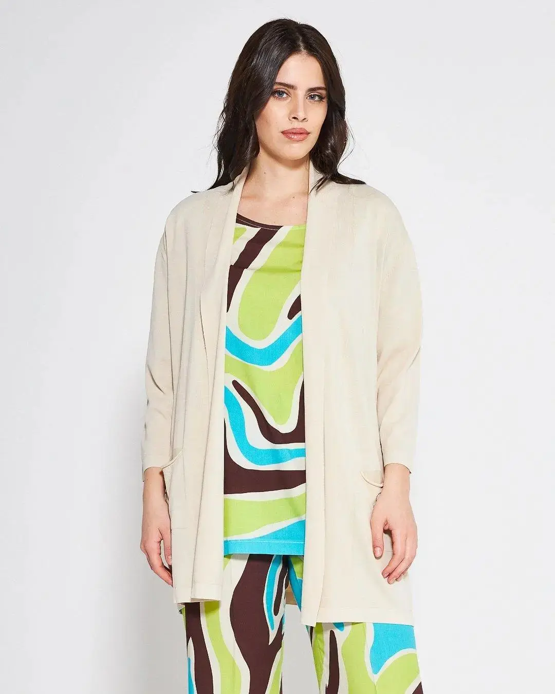 Cardigan basic LIGHT BEIGE - Image 2