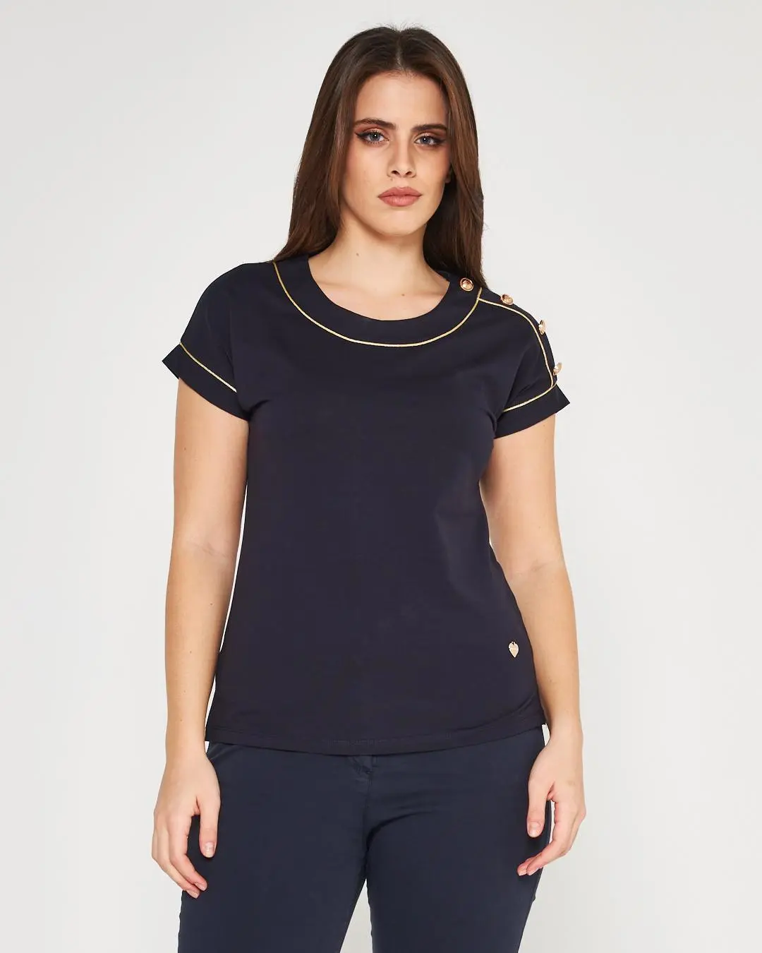 T-shirt con cup sleeves Blu