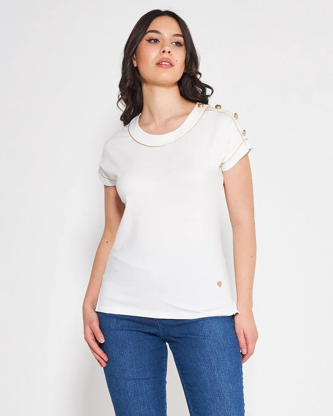 T-shirt con cup sleeves Bianco